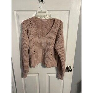 Crave Fame Womens Eyelet Open Stitch V-
Neck Sweater Size L